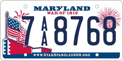 MD license plate 7AA8768
