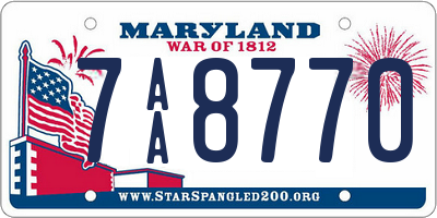MD license plate 7AA8770