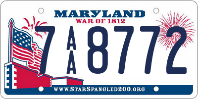 MD license plate 7AA8772