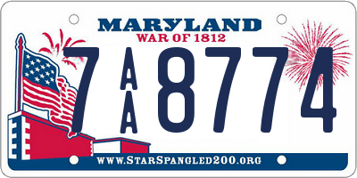 MD license plate 7AA8774