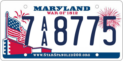 MD license plate 7AA8775