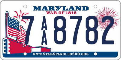 MD license plate 7AA8782