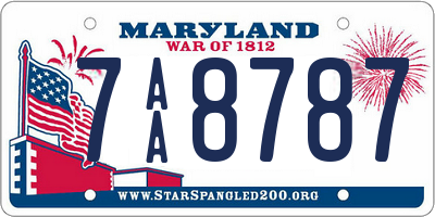 MD license plate 7AA8787
