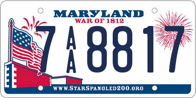 MD license plate 7AA8817