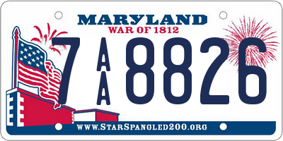 MD license plate 7AA8826