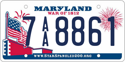 MD license plate 7AA8861