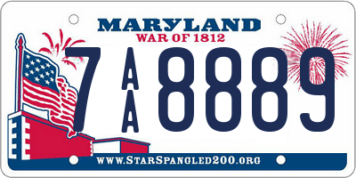MD license plate 7AA8889