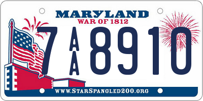 MD license plate 7AA8910