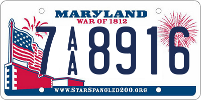 MD license plate 7AA8916