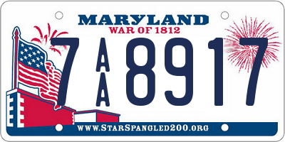MD license plate 7AA8917