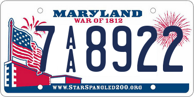MD license plate 7AA8922