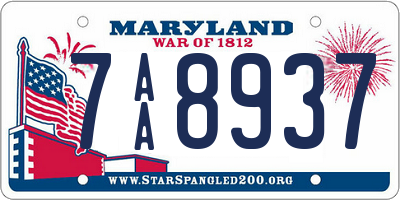 MD license plate 7AA8937