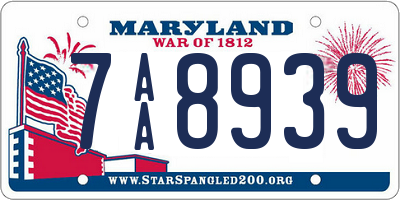 MD license plate 7AA8939