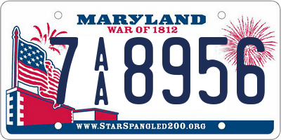 MD license plate 7AA8956