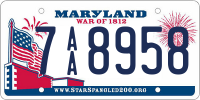 MD license plate 7AA8958
