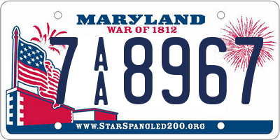 MD license plate 7AA8967