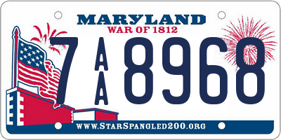 MD license plate 7AA8968