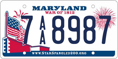 MD license plate 7AA8987