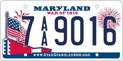 MD license plate 7AA9016