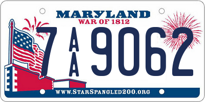 MD license plate 7AA9062