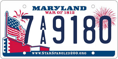 MD license plate 7AA9180