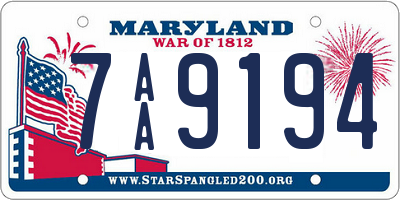 MD license plate 7AA9194