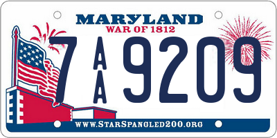 MD license plate 7AA9209
