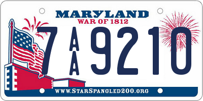 MD license plate 7AA9210
