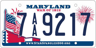 MD license plate 7AA9217