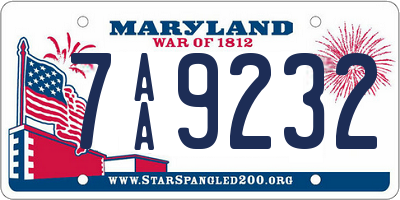 MD license plate 7AA9232