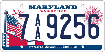 MD license plate 7AA9256