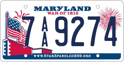 MD license plate 7AA9274