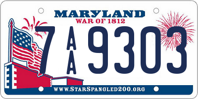 MD license plate 7AA9303