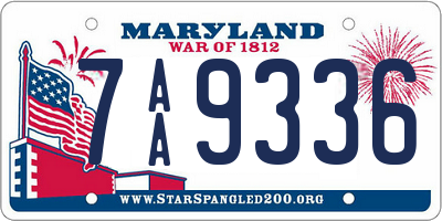 MD license plate 7AA9336