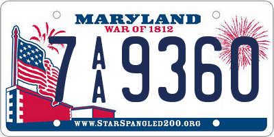 MD license plate 7AA9360