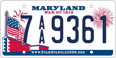 MD license plate 7AA9361