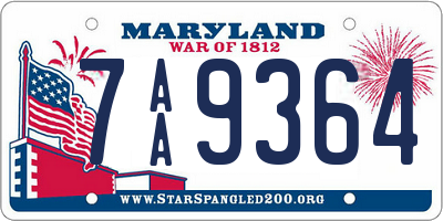 MD license plate 7AA9364