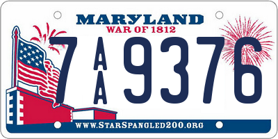 MD license plate 7AA9376