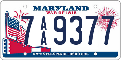 MD license plate 7AA9377