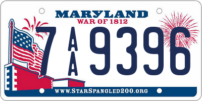 MD license plate 7AA9396