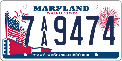 MD license plate 7AA9474