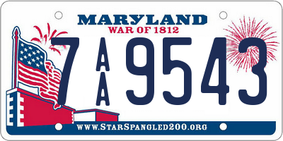 MD license plate 7AA9543