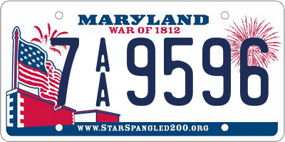 MD license plate 7AA9596