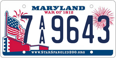MD license plate 7AA9643