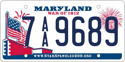 MD license plate 7AA9689