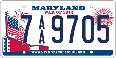 MD license plate 7AA9705