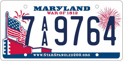 MD license plate 7AA9764