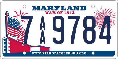 MD license plate 7AA9784