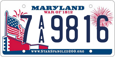 MD license plate 7AA9816