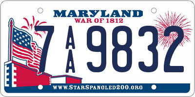 MD license plate 7AA9832